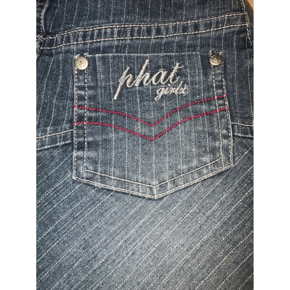 Vintage Baby Phat Girlz‎ Denim Skirt Size 6 Striped Wash Cat Embroidered